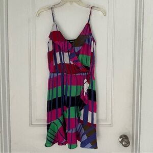Express Multicolor Faux Wrap Mini Dress